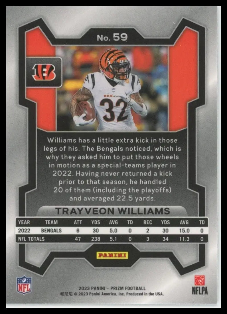 2023 Panini Prizm - Trayveon Williams #59 - Football Card Single