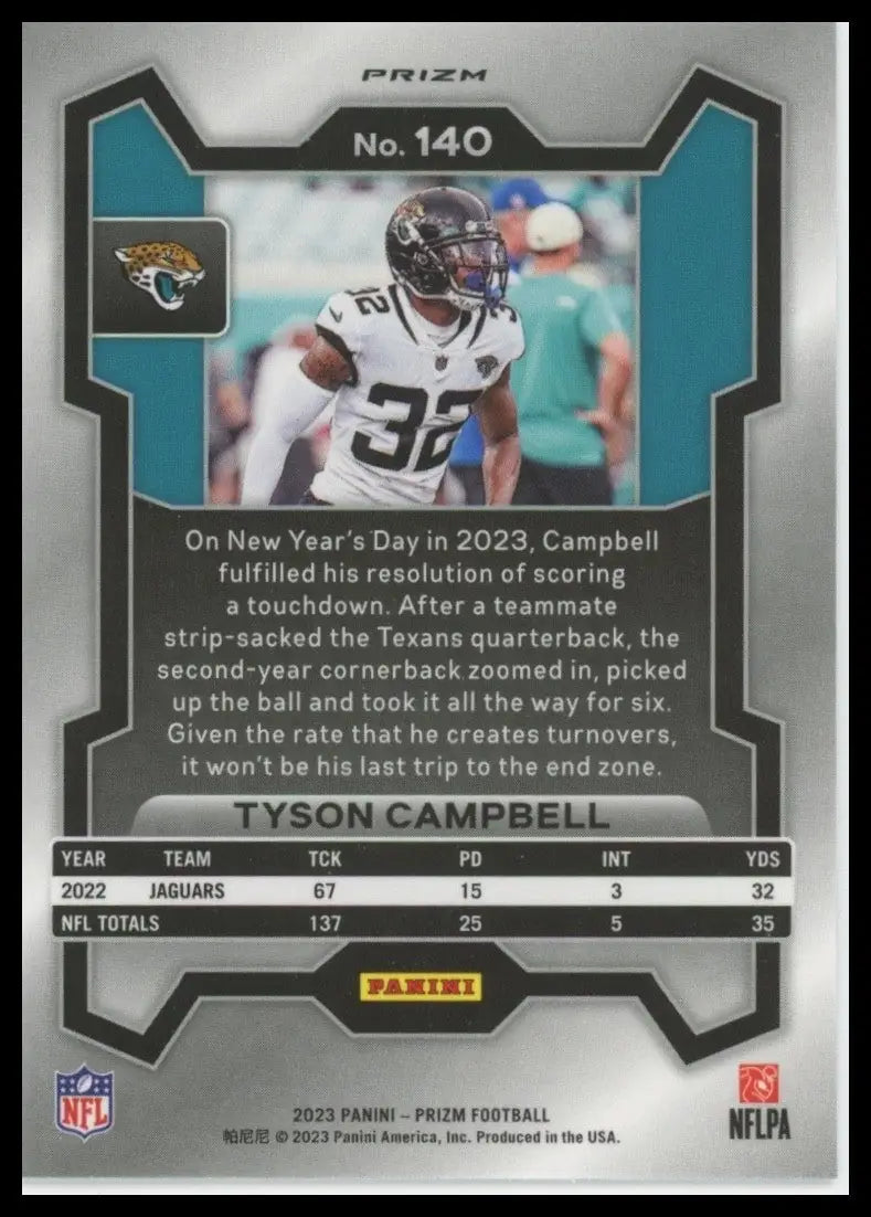 2023 Panini Prizm - Tyson Campbell #140 Silver Prizm - Football Card Single