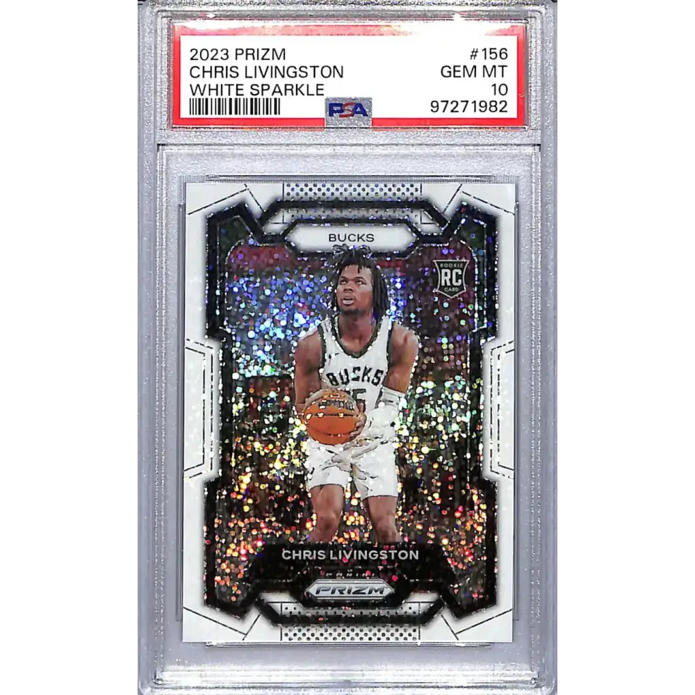 2023 Panini Prizm White Sparkle #156 Chris Livingston PSA 10 GEM MINT Milwaukee Bucks - Basketball Card Single