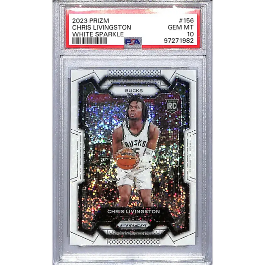 2023 Panini Prizm White Sparkle #156 Chris Livingston PSA 10 GEM MINT Milwaukee Bucks - Basketball Card Single