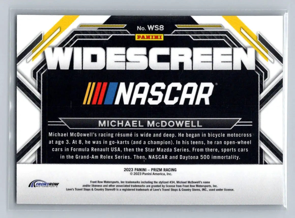 2023 Panini Prizm #WS8 Michael McDowell Widescreen Front Row Motorsports - Racing Card Single