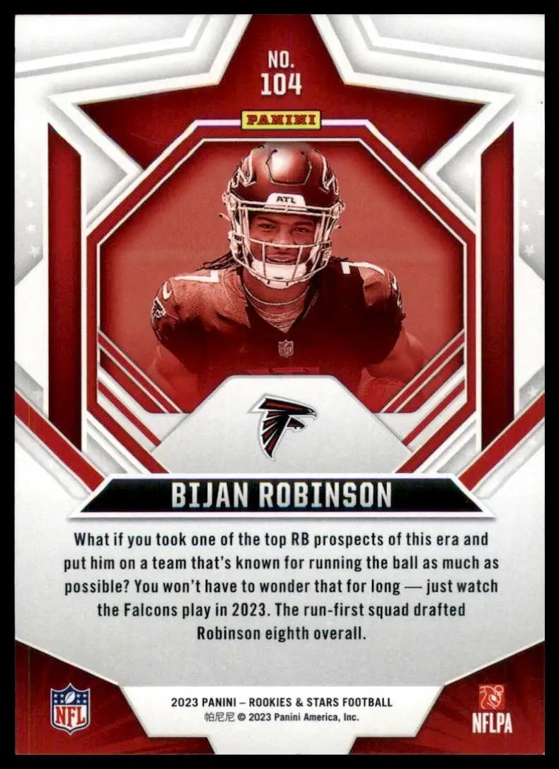 2023 Panini Rookies & Stars Bijan Robinson #104 Atlanta Falcons Football Card