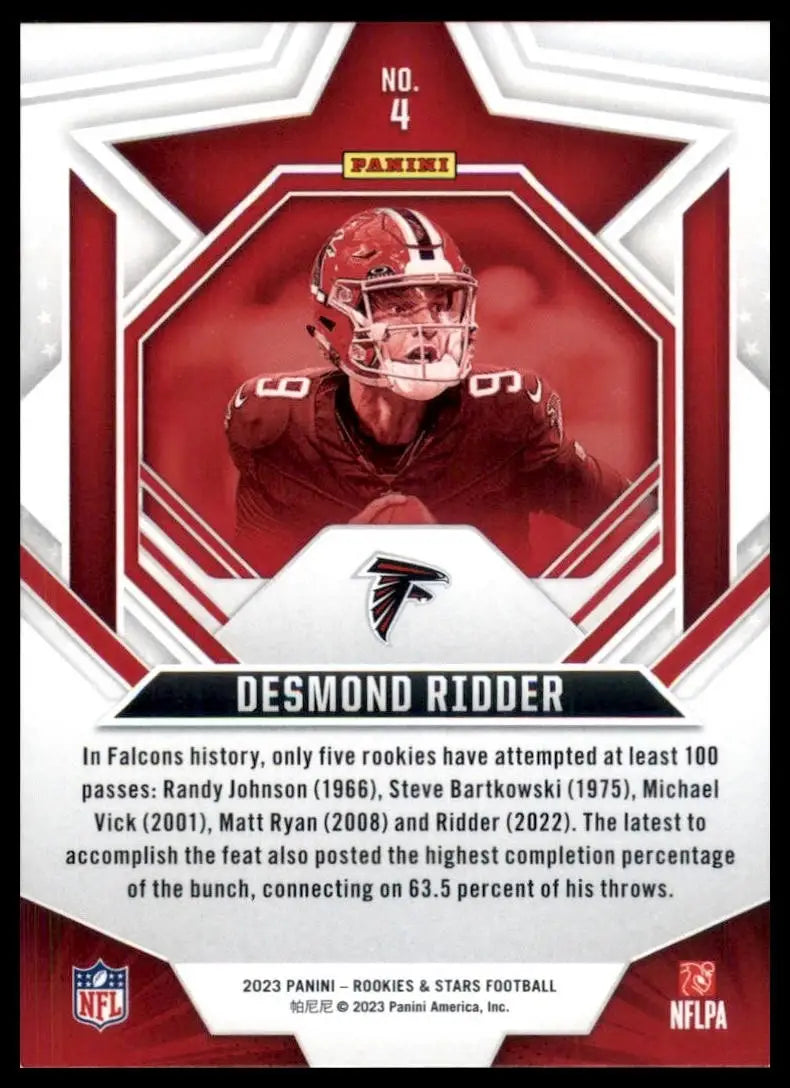 2023 Panini Rookies & Stars Desmond Ridder #4 Atlatna Falcons Football Card NFL