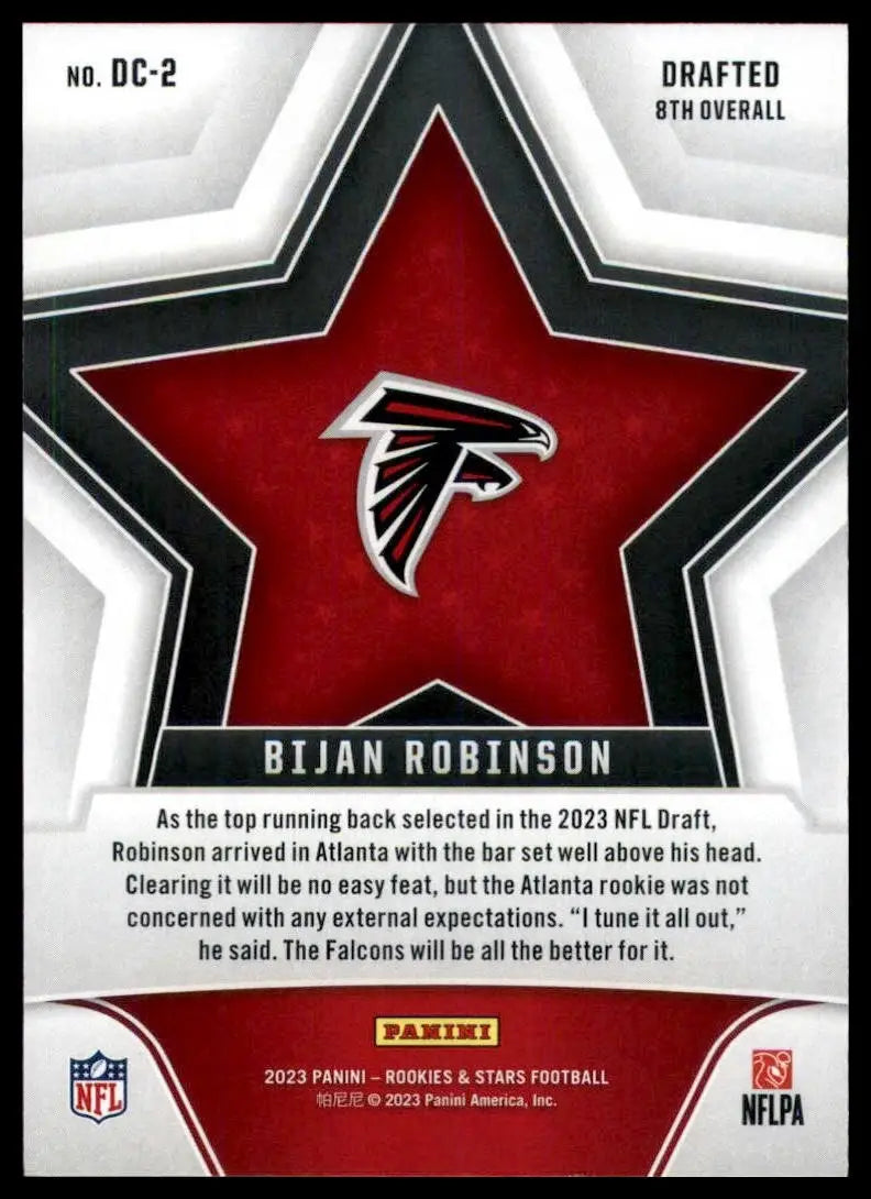 2023 Panini Rookies & Stars Draft Class Bijan Robinson #DC-2 Atlanta Falcons NFL