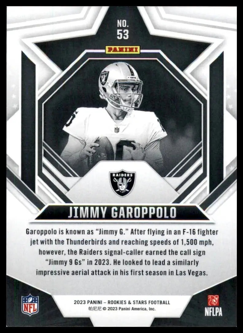 2023 Panini Rookies & Stars Jimmy Garoppolo #53 Las Vegas Raiders Football Card - Football Card Single