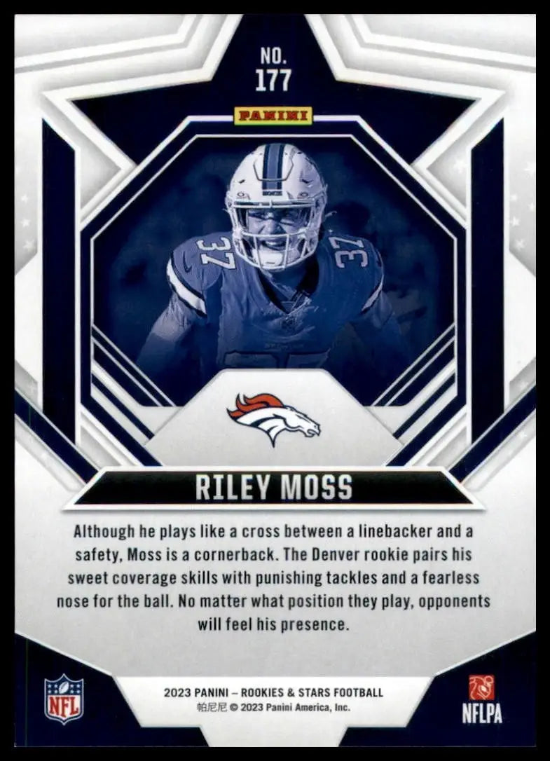 2023 Panini Rookies & Stars Longevity Riley Moss Rookie #177 Denver Broncos Card