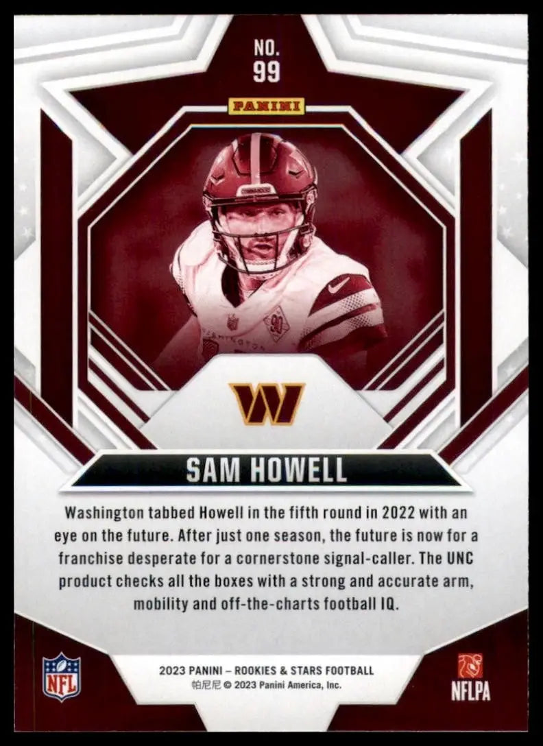2023 Panini Rookies & Stars Longevity Sam Howell #99 Washington Commanders Card