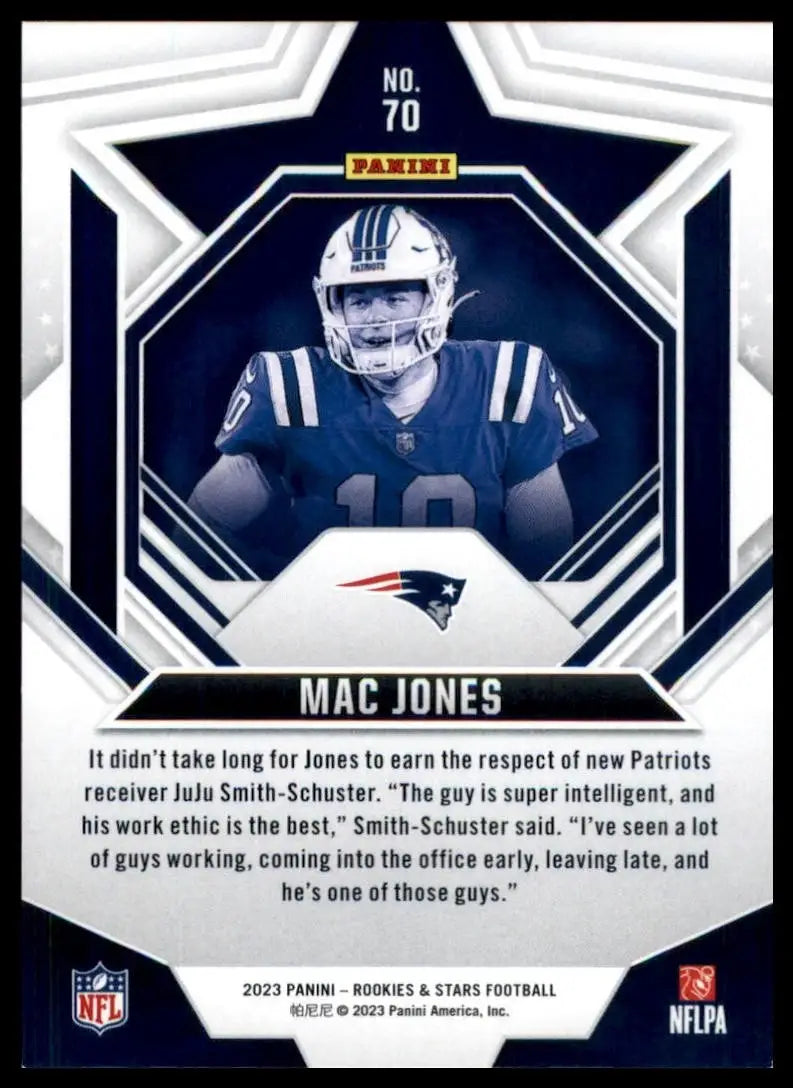 2023 Panini Rookies & Stars Mac Jones #70 New England Patriots Football Card NFL - Football Card Single