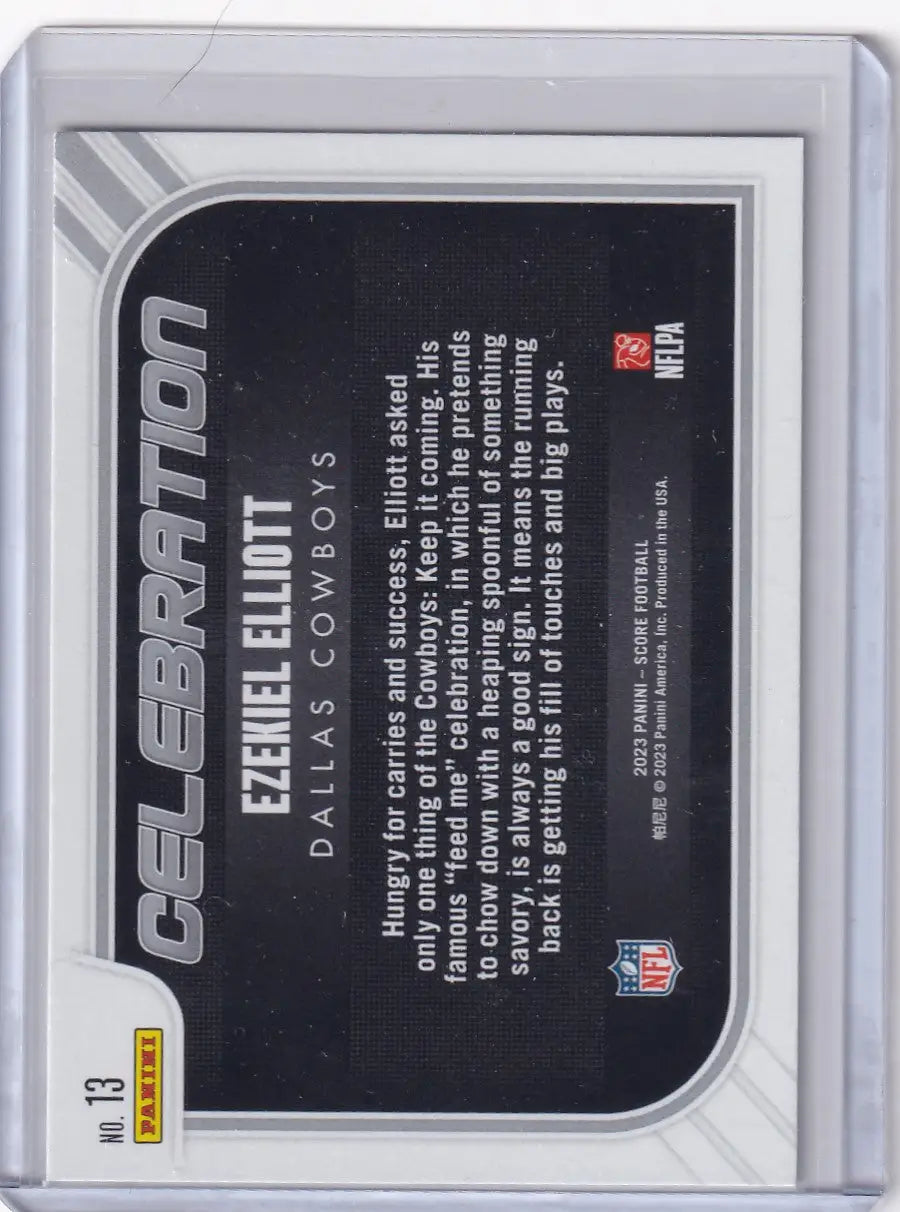 Panini Score Ezekiel Elliott Dallas Cowboys trading card from 2023 Panini Score series