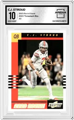 2023 Panini Score C.J. Stroud #2 2003 Throwback Rookies AC 10