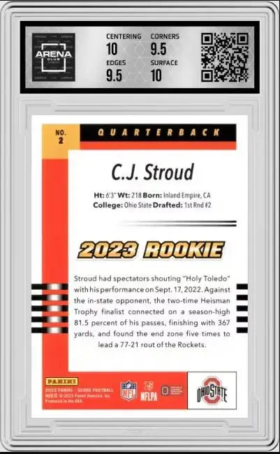 2023 Panini Score C.J. Stroud #2 2003 Throwback Rookies RC AC 10