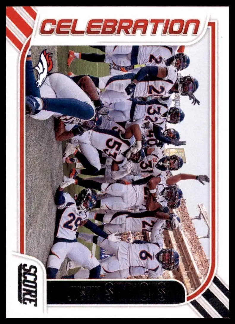 2023 Panini Score Celebration Justin Simmons #8 Denver Broncos Football Card NFL