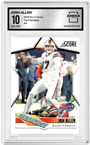 Graded Josh Allen football trading card from 2023 Panini Score Arena Club collection