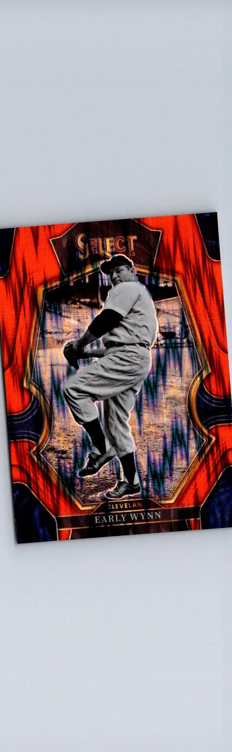Baseball card featuring Early Wynn Orange Flash Prizm from 2023 Panini Select