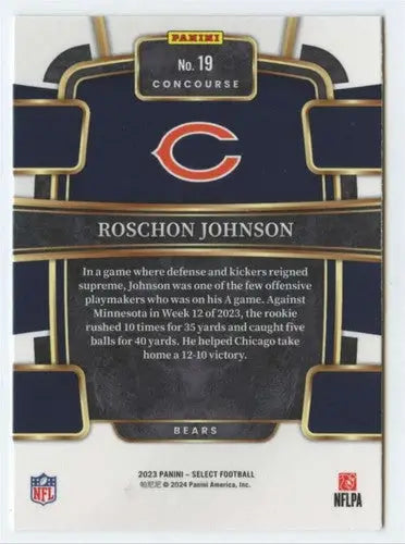 2023 Panini Select #19 Roschon Johnson NM-MT Bears Concourse ID:75411 - Football Card Single