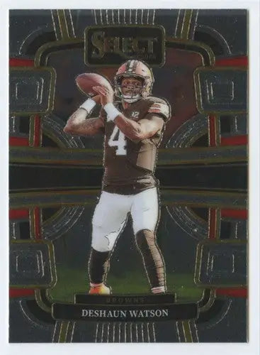 Original gloss Panini Select Deshaun Watson football trading card in brown uniform