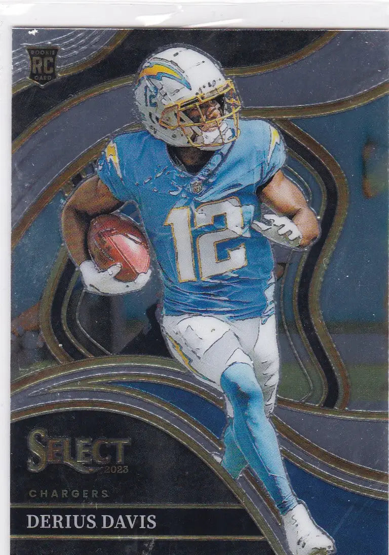 Derius Davis RC club level football card Los Angeles Chargers 2023 Panini Select