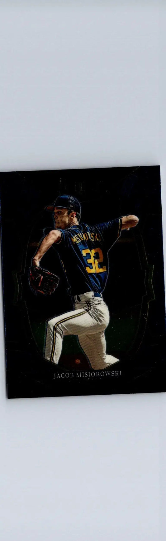 Baseball card of Jacob Misiorowski Blue featuring pitcher from 2023 Panini Select