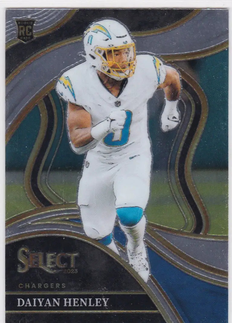 Daiyan Henley Club Level RC football card from 2023 Panini Select Los Angeles Chargers