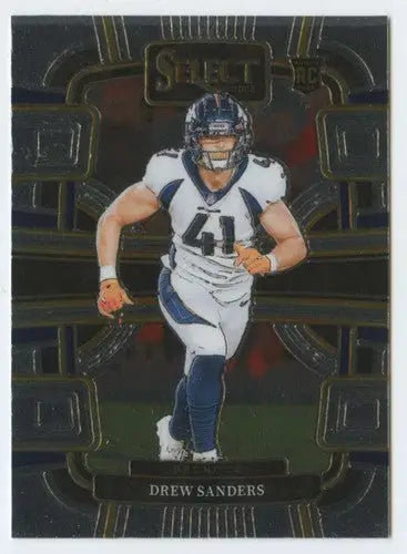 Original gloss Panini Select football trading card featuring Drew Sanders in Denver Broncos uniform