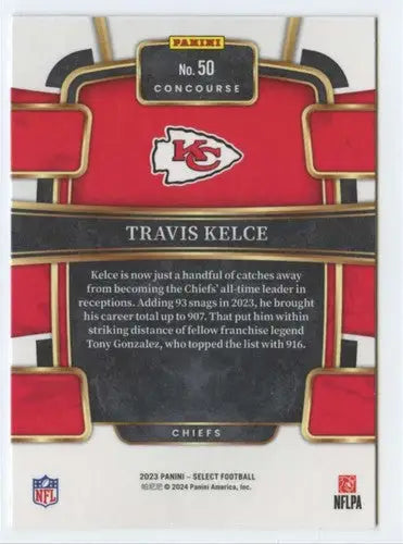 Original gloss Panini Select Travis Kelce football card from 2023 Chiefs Concourse