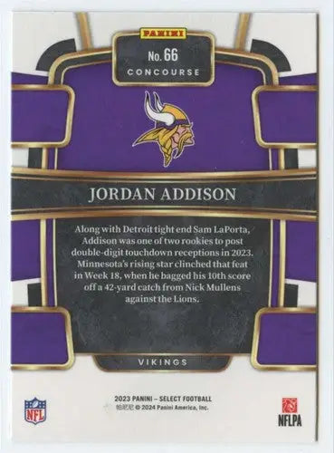 2023 Panini Select #66 Jordan Addison NM-MT Vikings Concourse ID:75414 - Football Card Single