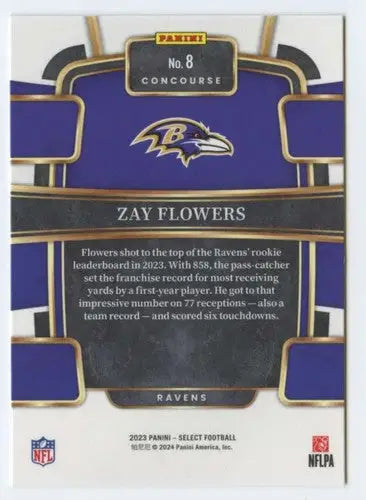 2023 Panini Select Zay Flowers football card with original gloss Ravens Concourse