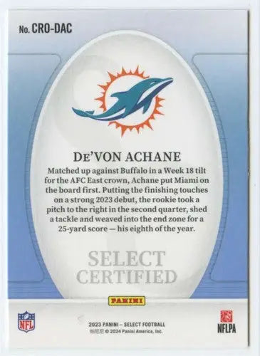2023 Panini Select Select Certified Rookies #18 De’Von Achane NM-MT Dol ID:75420 - Football Card Single