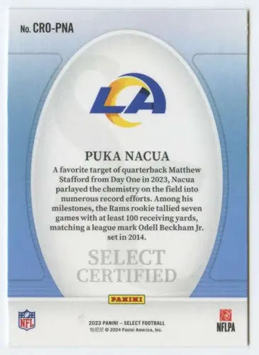 2023 Panini Select Select Certified Rookies #9 Puka Nacua NM-MT Rams ID:76019 - Football Card Single