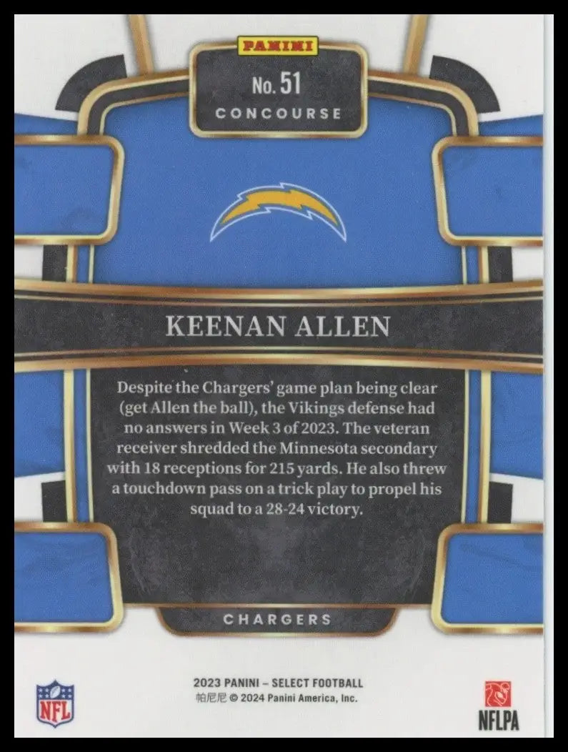 2023 Panini Select - Concourse Keenan Allen #51 - Football Card Single