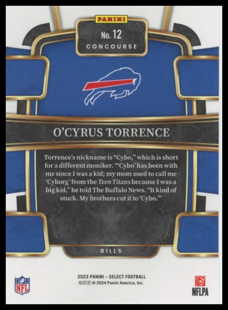 2023 Panini Select - Concourse O’Cyrus Torrence #12 (RC) - Football Card Single