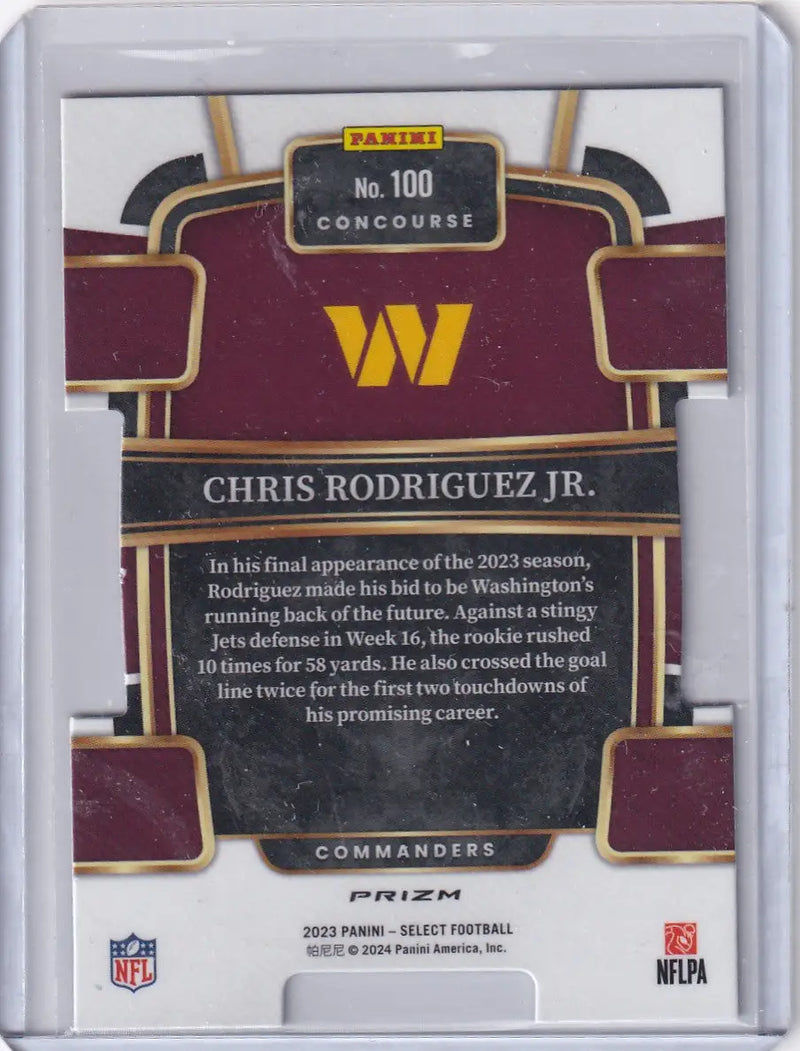 2023 Panini Select Concourse Red White Blue #100 Chris Rodriguez - Commanders - Football Card Single