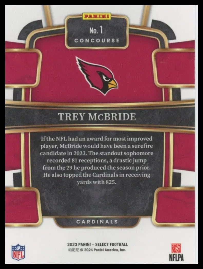 2023 Panini Select - Concourse Trey McBride #1 - Football Card Single