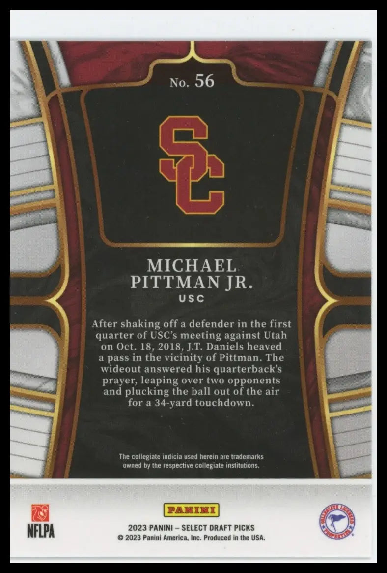 2023 Panini Select Draft Picks - Blue Retail Michael Pittman Jr. 56 USC Trojans - Football Card Single
