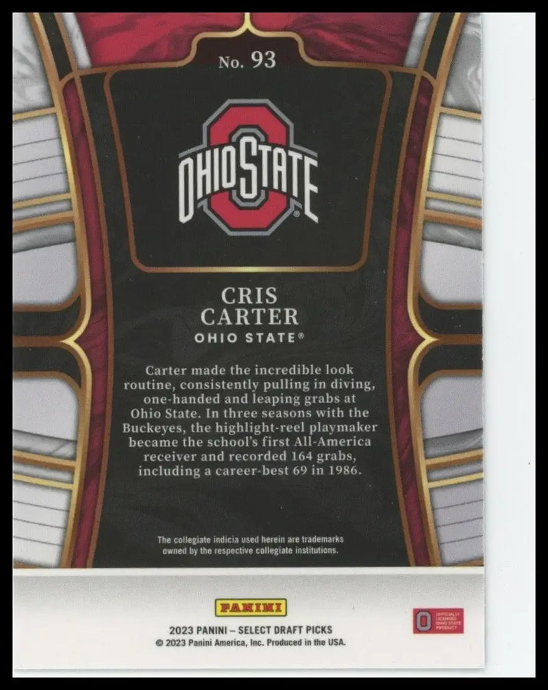 2023 Panini Select Draft Picks Concourse Cris Carter #93 Ohio State Buckeyes - Football Card Single