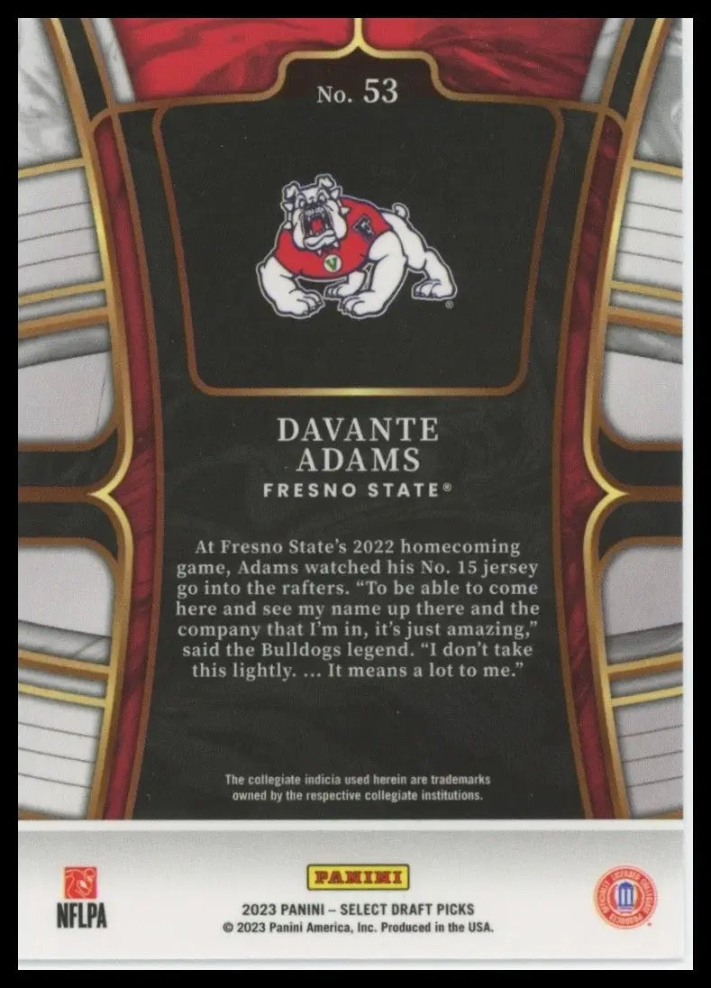 2023 Panini Select Draft Picks - Concourse Davante Adams #53 Blue - Football Card Single
