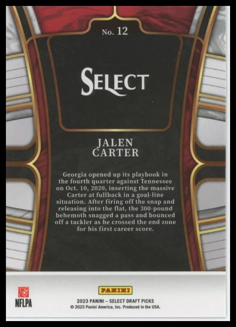 2023 Panini Select Draft Picks - Concourse Jalen Carter #12 Blue (RC) - Football Card Single