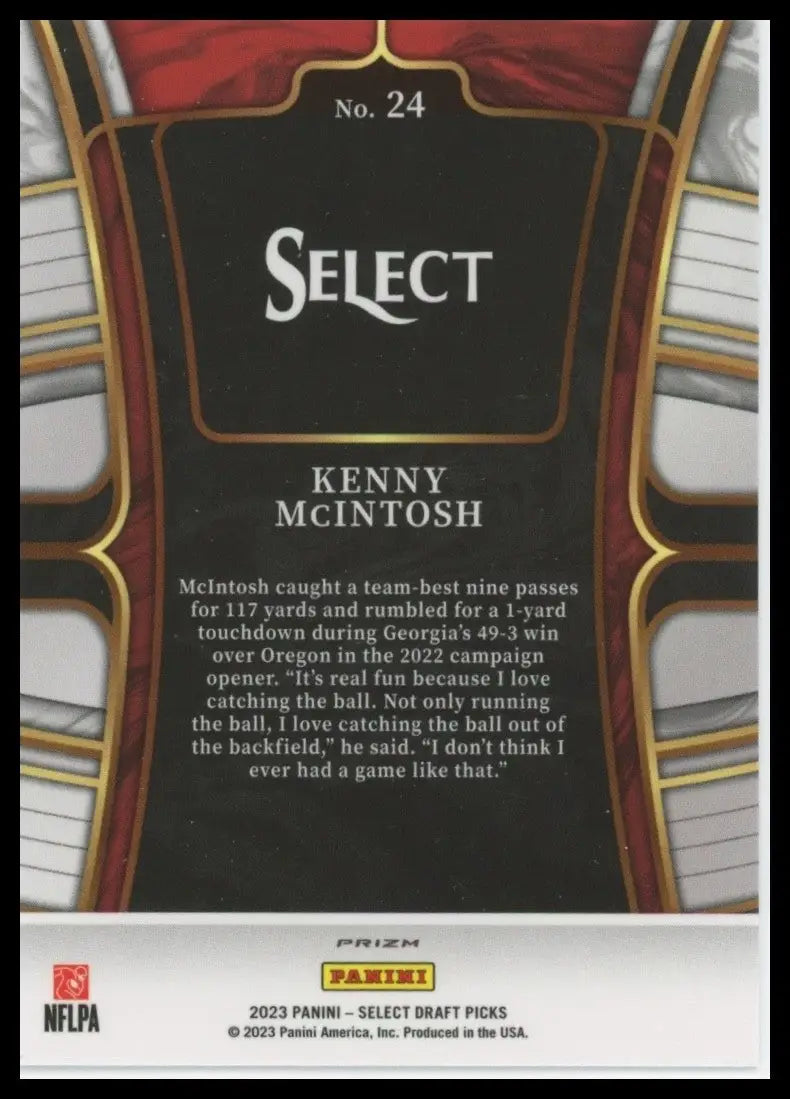 2023 Panini Select Draft Picks - Concourse Kenny McIntosh #24 Silver Prizm (RC) - Football Card Single