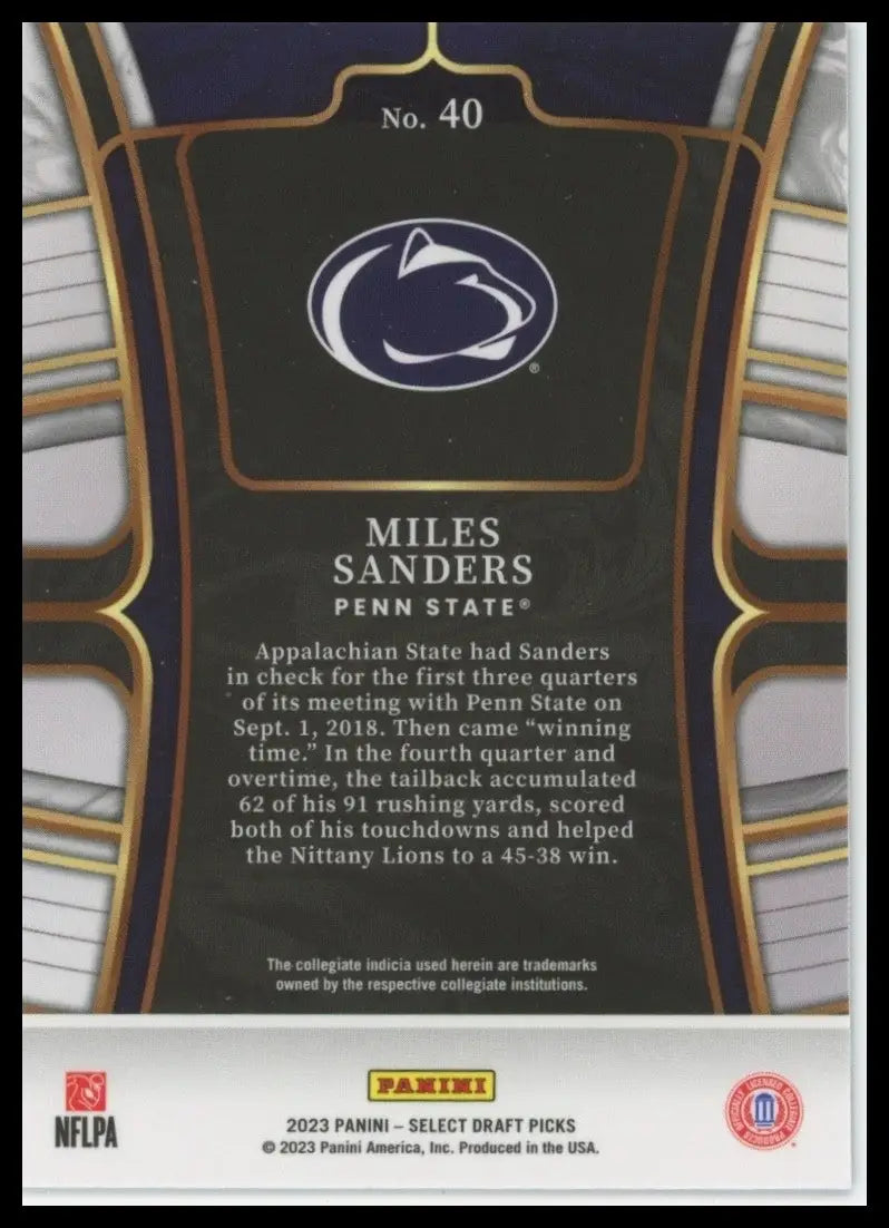 2023 Panini Select Draft Picks - Concourse Miles Sanders #40 - Football Card Single