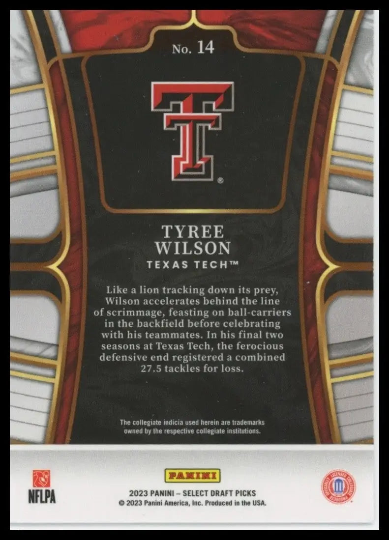 2023 Panini Select Draft Picks - Concourse Tyree Wilson #14 Blue (RC) - Football Card Single