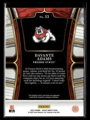 2023 Panini Select Draft Picks Davante Adams #53 Blue Retail Bulldogs - Football Card Single