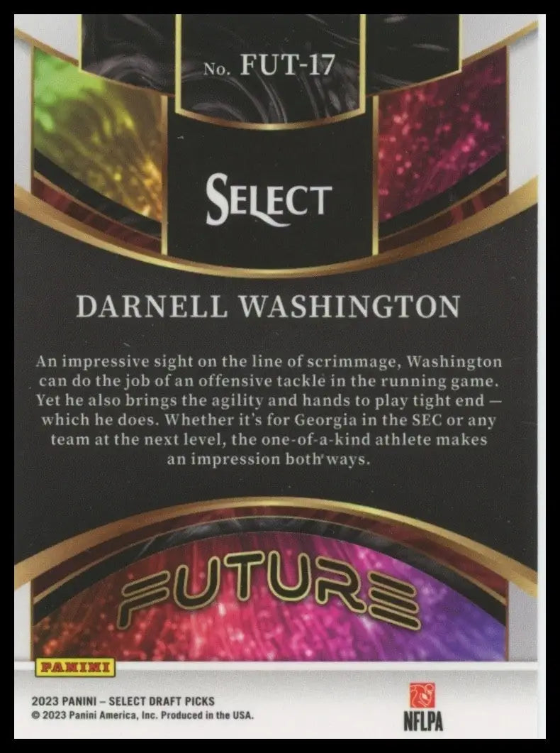 2023 Panini Select Draft Picks Future Darnell Washington #FUT-17 Rookie Georgia - Football Card Single
