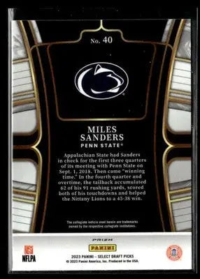 2023 Panini Select Draft Picks Miles Sanders #40 Gold Lazer Prizm Nittany Lions - Football Card Single