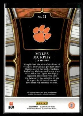 2023 Panini Select Draft Picks Myles Murphy #11 Blue Retail Clemson Tigers - Football Card Single