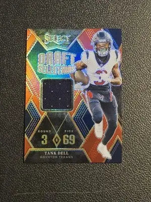 2023 Panini Select #DSM-NTD Tank Dell Draft Selections Memorabilia Red Prizm - Football Card Single