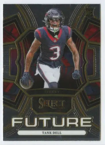 Football trading card featuring Tank Dell in Houston Texans uniform from Panini Select Future