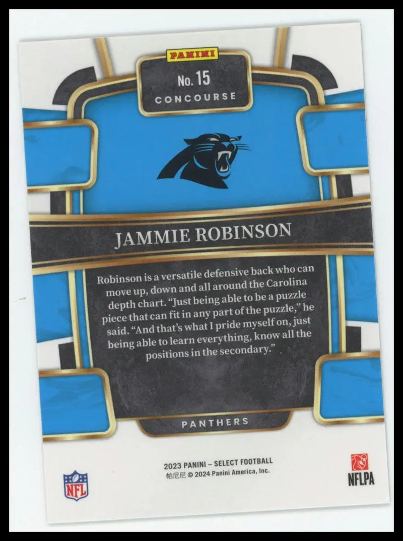 2023 Panini Select Jammie Robinson RC 15 Carolina Panthers - Football Card Single