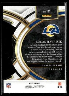 2023 Panini Select Lucas Havrisik #141 Black and Gold Prizms Die Cuts Rams