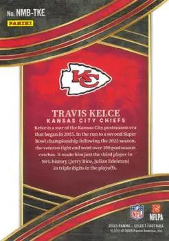 2023 Panini Select #NMB-TKE Travis Kelce Select Numbers - Football Card Single