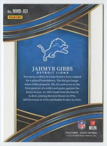2023 Panini Select Select Numbers #12 Jahmyr Gibbs NM-MT Lions ID:75419 - Football Card Single